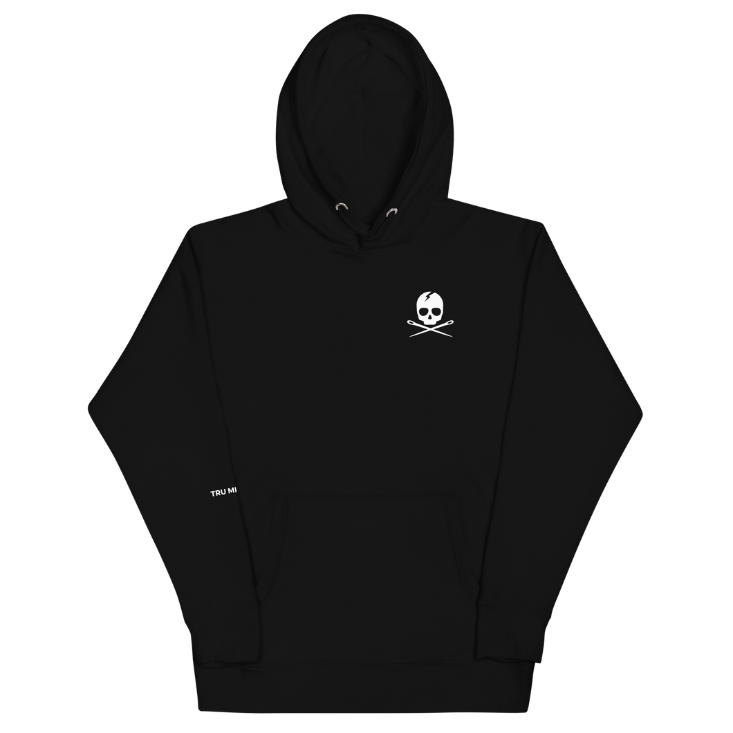 SKULL THREADS LOGO UNISEX HOODIE - BLACK